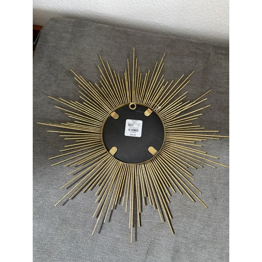 PIER 1 Petite Gold Burst SUNBURST STARBURST MIRROR WALL ART / 15